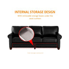 Burgundy/Navy Blue/Grey/Black PU Leather Sofa Set with Storage, 2-Piece 5-Seater