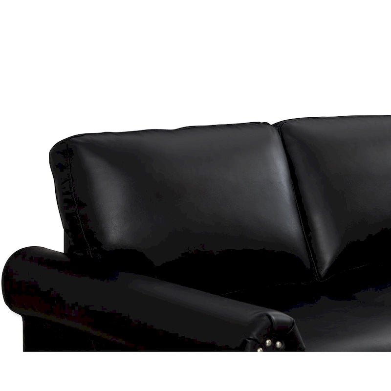 Burgundy/Navy Blue/Grey/Black PU Leather Sofa Set with Storage, 2-Piece 5-Seater
