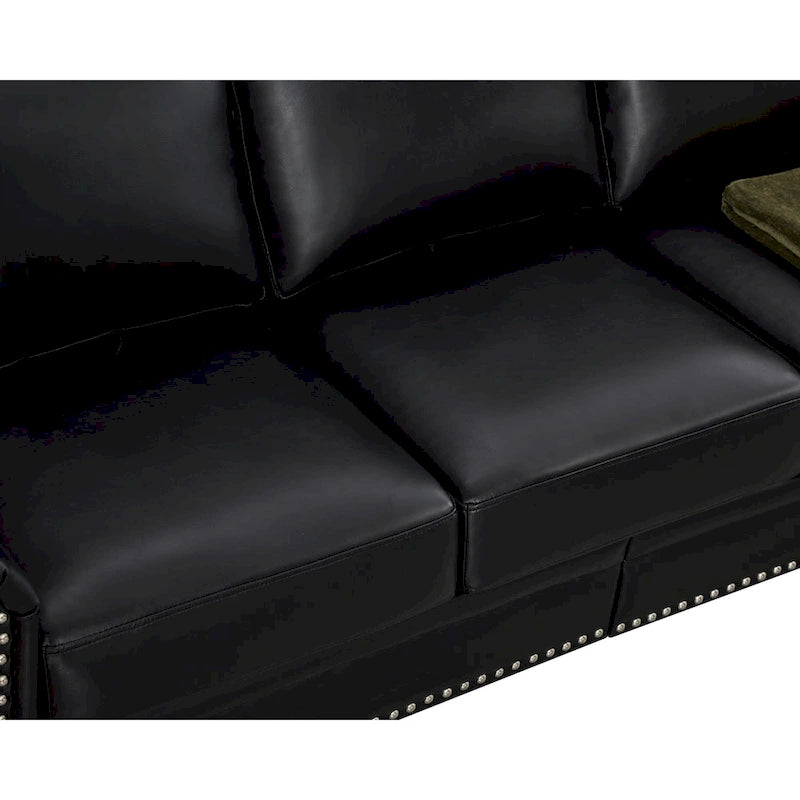 Burgundy/Navy Blue/Grey/Black PU Leather Sofa Set with Storage, 2-Piece 5-Seater