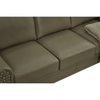 Burgundy/Navy Blue/Grey/Black PU Leather Sofa Set with Storage, 2-Piece 5-Seater
