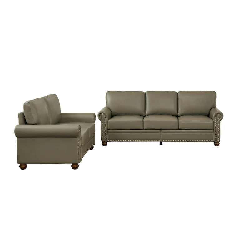 Burgundy/Navy Blue/Grey/Black PU Leather Sofa Set with Storage, 2-Piece 5-Seater