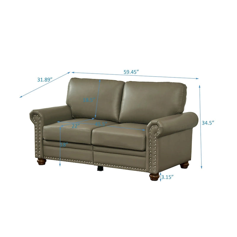 Burgundy/Navy Blue/Grey/Black PU Leather Sofa Set with Storage, 2-Piece 5-Seater