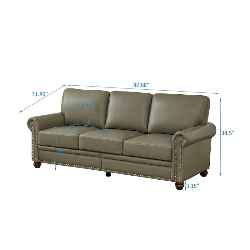 Burgundy/Navy Blue/Grey/Black PU Leather Sofa Set with Storage, 2-Piece 5-Seater