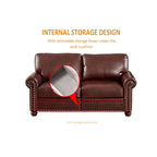Burgundy/Navy Blue/Grey/Black PU Leather Sofa Set with Storage, 2-Piece 5-Seater
