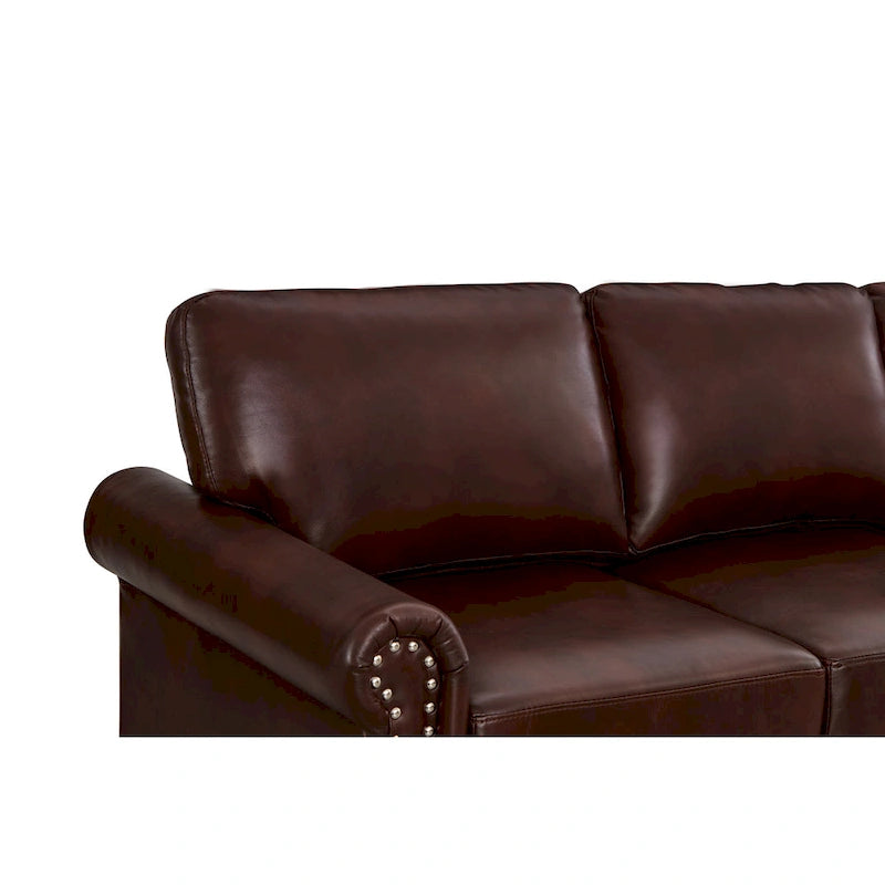 Burgundy/Navy Blue/Grey/Black PU Leather Sofa Set with Storage, 2-Piece 5-Seater