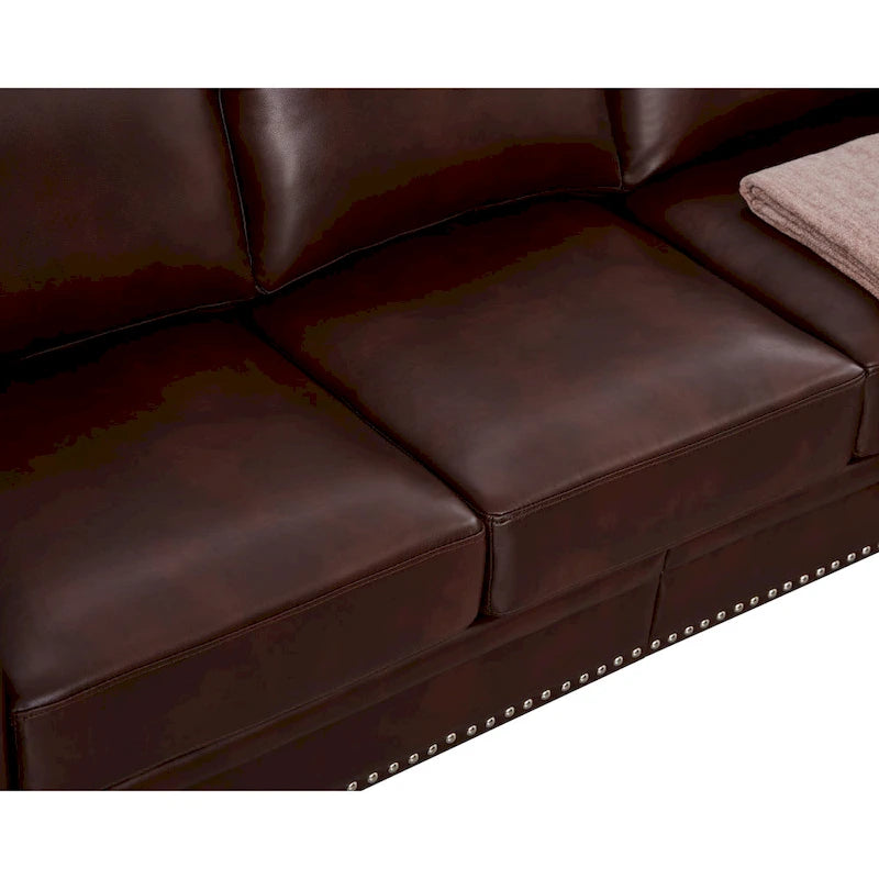 Burgundy/Navy Blue/Grey/Black PU Leather Sofa Set with Storage, 2-Piece 5-Seater