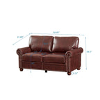 Burgundy/Navy Blue/Grey/Black PU Leather Sofa Set with Storage, 2-Piece 5-Seater