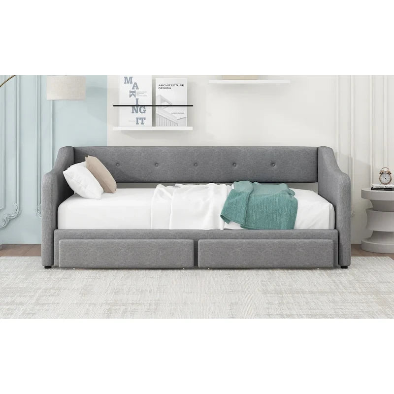 Beige/Gray Convertible Daybed, Twin XL to King, Sleeps 2