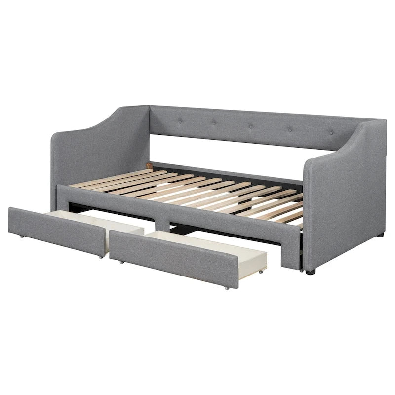 Beige/Gray Convertible Daybed, Twin XL to King, Sleeps 2
