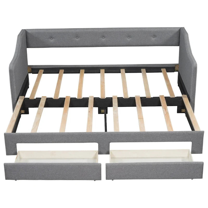 Beige/Gray Convertible Daybed, Twin XL to King, Sleeps 2