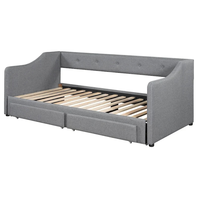 Beige/Gray Convertible Daybed, Twin XL to King, Sleeps 2