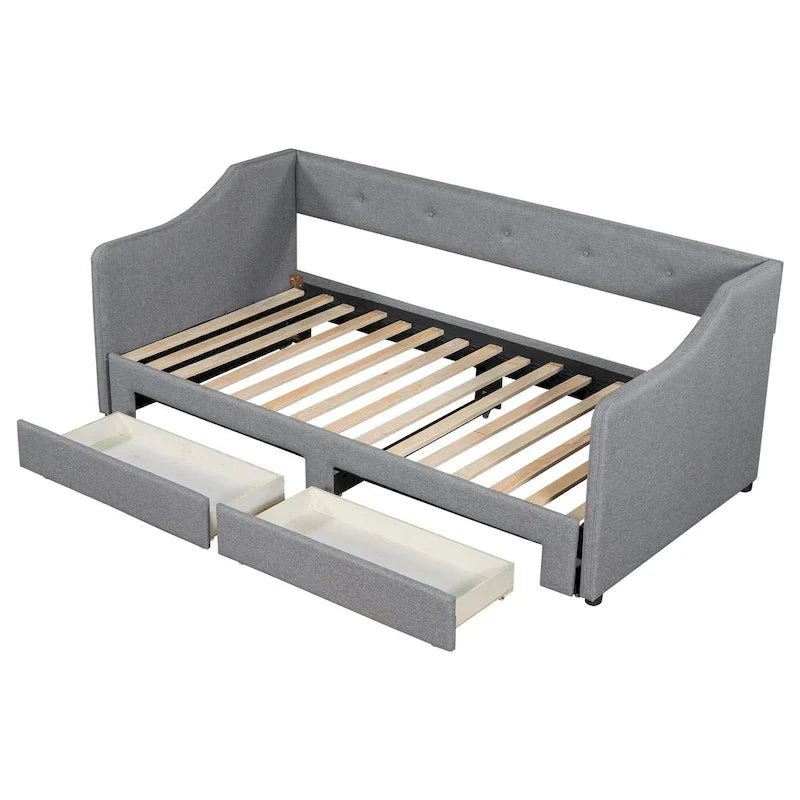 Beige/Gray Convertible Daybed, Twin XL to King, Sleeps 2