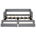 Beige/Gray Convertible Daybed, Twin XL to King, Sleeps 2