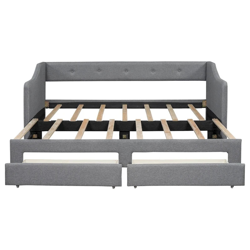 Beige/Gray Convertible Daybed, Twin XL to King, Sleeps 2