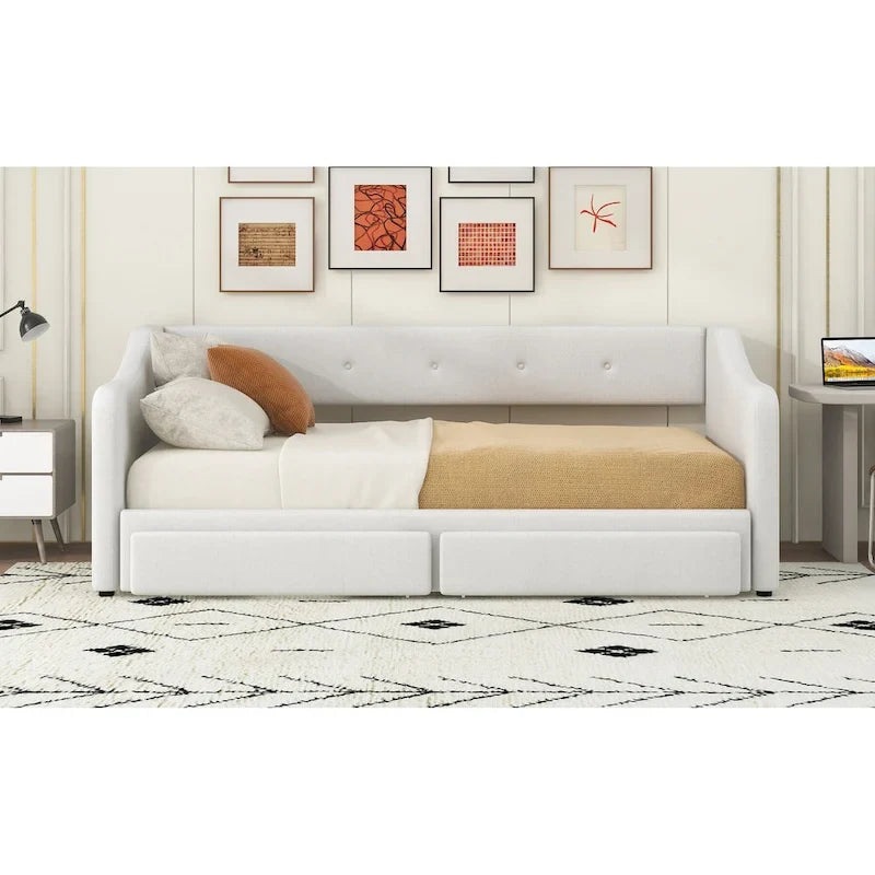 Beige/Gray Convertible Daybed, Twin XL to King, Sleeps 2