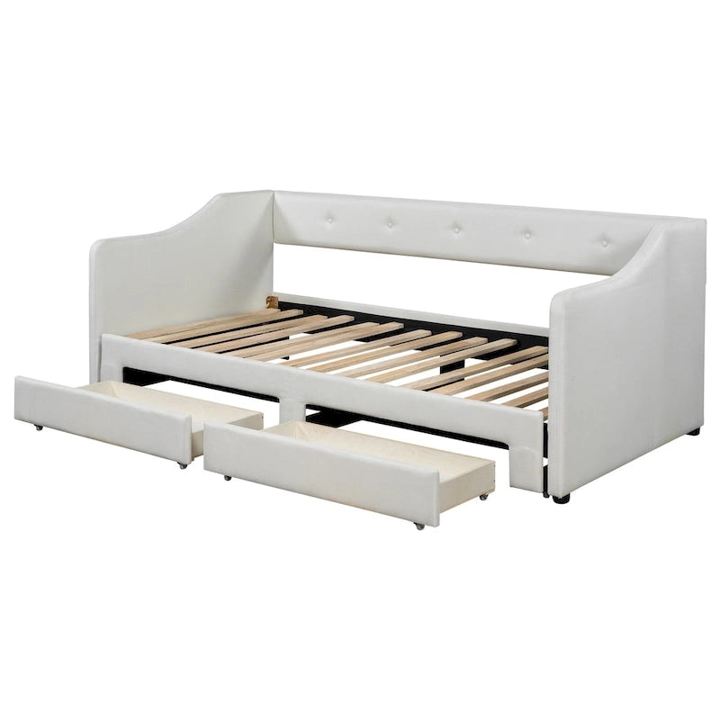 Beige/Gray Convertible Daybed, Twin XL to King, Sleeps 2