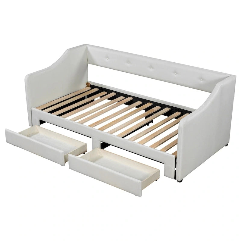 Beige/Gray Convertible Daybed, Twin XL to King, Sleeps 2