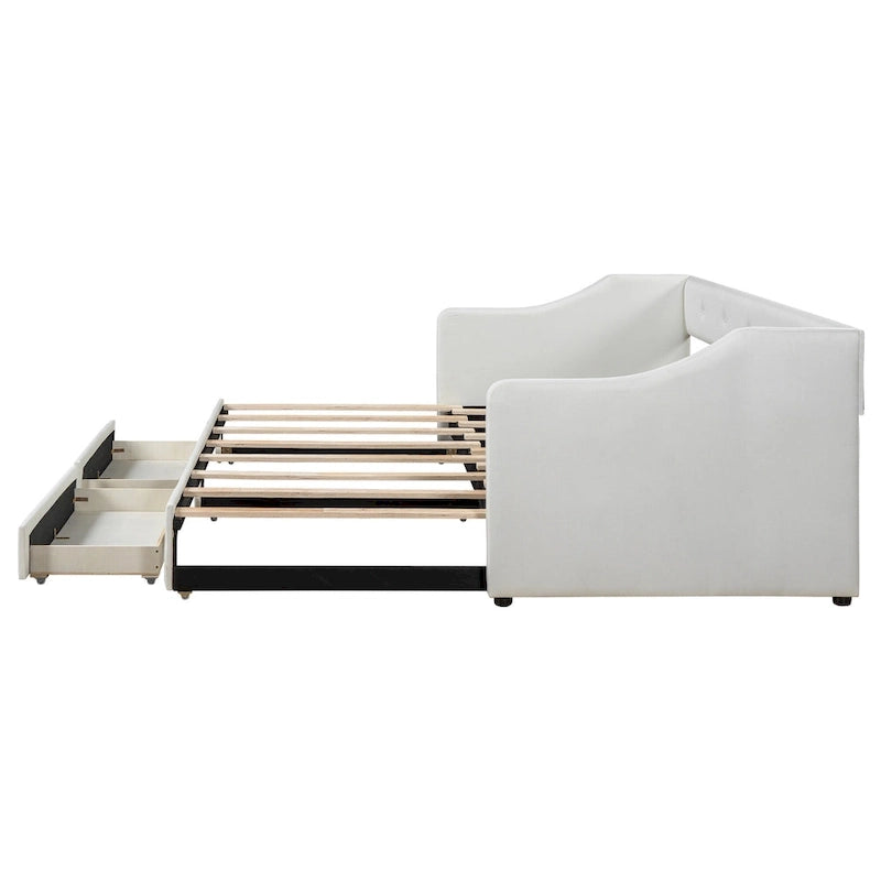 Beige/Gray Convertible Daybed, Twin XL to King, Sleeps 2