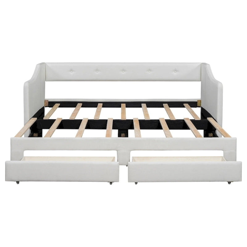 Beige/Gray Convertible Daybed, Twin XL to King, Sleeps 2