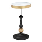 Black & Gold Round Metal Accent Side Table with Tray Top – 1 Person