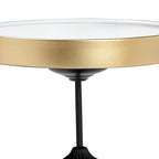 Black & Gold Round Metal Accent Side Table with Tray Top – 1 Person