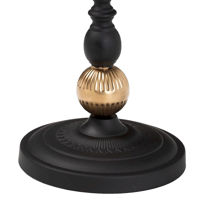 Black & Gold Round Metal Accent Side Table with Tray Top – 1 Person