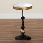Black & Gold Round Metal Accent Side Table with Tray Top – 1 Person