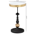 Black & Gold Round Metal Accent Side Table with Tray Top – 1 Person