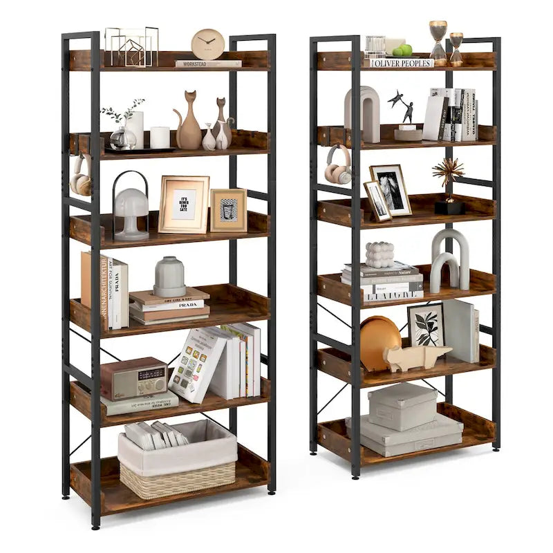 Black/Rustic Brown 5-in-1 Hall Tree with Shoe Bench, for 1 Person