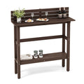 Brown / Grey Outdoor Bar Height Table with Storage Shelf, Single, HDPE