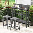 Brown / Grey Outdoor Bar Height Table with Storage Shelf, Single, HDPE