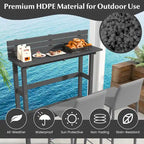 Brown / Grey Outdoor Bar Height Table with Storage Shelf, Single, HDPE
