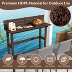 Brown / Grey Outdoor Bar Height Table with Storage Shelf, Single, HDPE