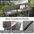 Brown / Grey Outdoor Bar Height Table with Storage Shelf, Single, HDPE