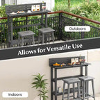 Brown / Grey Outdoor Bar Height Table with Storage Shelf, Single, HDPE