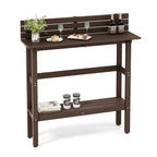Brown / Grey Outdoor Bar Height Table with Storage Shelf, Single, HDPE