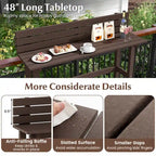 Brown / Grey Outdoor Bar Height Table with Storage Shelf, Single, HDPE