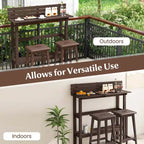 Brown / Grey Outdoor Bar Height Table with Storage Shelf, Single, HDPE