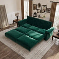 Green/Grey/Black/Beige Velvet & Faux Leather 3-in-1 Pull-Out Sleeper Sofa, Seats 2-3