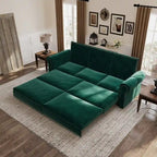 Green/Grey/Black/Beige Velvet & Faux Leather 3-in-1 Pull-Out Sleeper Sofa, Seats 2-3