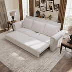 Green/Grey/Black/Beige Velvet & Faux Leather 3-in-1 Pull-Out Sleeper Sofa, Seats 2-3