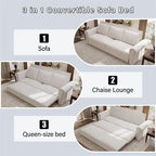 Green/Grey/Black/Beige Velvet & Faux Leather 3-in-1 Pull-Out Sleeper Sofa, Seats 2-3