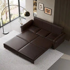 Green/Grey/Black/Beige Velvet & Faux Leather 3-in-1 Pull-Out Sleeper Sofa, Seats 2-3