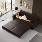 Green/Grey/Black/Beige Velvet & Faux Leather 3-in-1 Pull-Out Sleeper Sofa, Seats 2-3