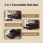 Green/Grey/Black/Beige Velvet & Faux Leather 3-in-1 Pull-Out Sleeper Sofa, Seats 2-3