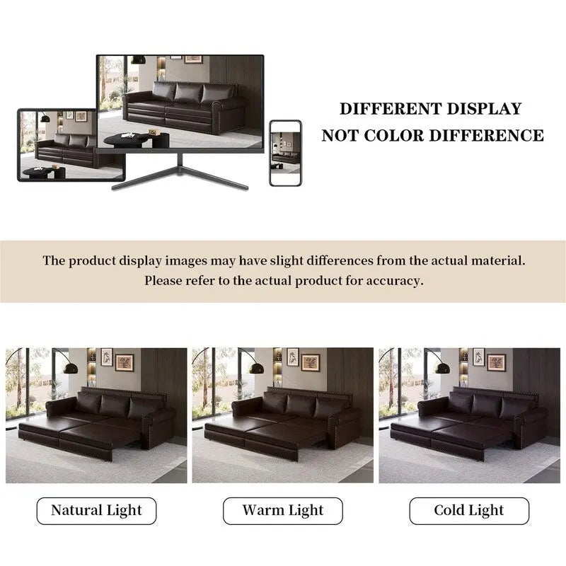 Green/Grey/Black/Beige Velvet & Faux Leather 3-in-1 Pull-Out Sleeper Sofa, Seats 2-3