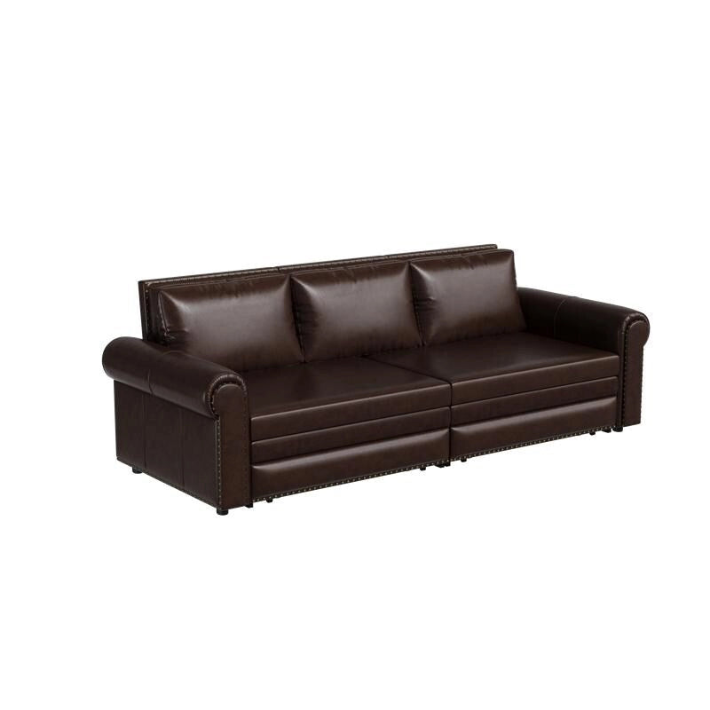 Green/Grey/Black/Beige Velvet & Faux Leather 3-in-1 Pull-Out Sleeper Sofa, Seats 2-3