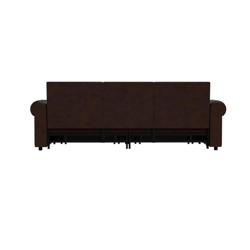 Green/Grey/Black/Beige Velvet & Faux Leather 3-in-1 Pull-Out Sleeper Sofa, Seats 2-3