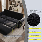 Green/Grey/Black/Beige Velvet & Faux Leather 3-in-1 Pull-Out Sleeper Sofa, Seats 2-3