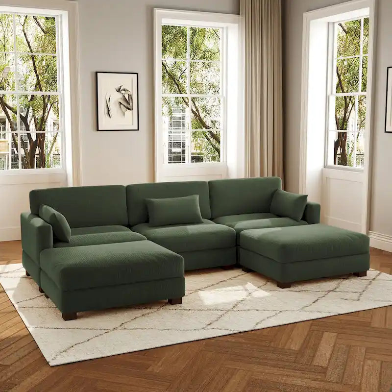 Corduroy U-Shaped Modular Sectional Sofa, 3-Piece, Seats 5–7 | Multiple Colors